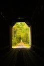 Inside Wright\'s Bridge on a rail trail in New Hampshire Royalty Free Stock Photo