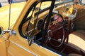 Inside Yellow Volkswagen Beetle car Royalty Free Stock Photo