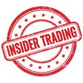 INSIDER TRADING text on red grungy round rubber stamp