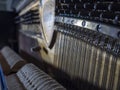 Insides of an old piano, closeup Royalty Free Stock Photo
