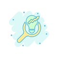 Insight icon in comic style. Bulb vector cartoon illustration on white isolated background. Idea business concept splash effect