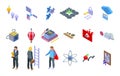 Insight icons set isometric vector. Brainstorm generation