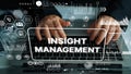 Insight Management in a Digital Workspace with Data Analytics and Visual Graphs on a Laptop Keyboard. Asymptotic smart Royalty Free Stock Photo
