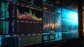 Insightful financial analysis, Perspective view of monitor screen featuring digital analytics data visualization