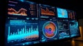 Insightful financial analysis, Perspective view of monitor screen featuring digital analytics data visualization