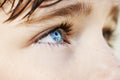 Insightful look blue eyes boy Royalty Free Stock Photo