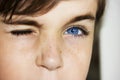 Insightful look blue eyes boy Royalty Free Stock Photo