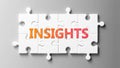 Insights complex like a puzzle - pictured as word Insights on a puzzle pieces to show that Insights can be difficult and needs Royalty Free Stock Photo