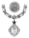 Insignia of the Order of the Star of India vintage engraving