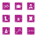 Insignificant money icons set, grunge style Royalty Free Stock Photo