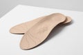 Insoles isolated on a white background. Medical orthopedic insoles. Foot care. Insole cutaway layers. Treatment and Royalty Free Stock Photo