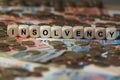 Insolvency - cube with letters, money sector terms - sign with wooden cubes Royalty Free Stock Photo