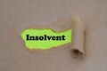 INSOLVENT word written under torn paper Image.