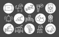 Insomnia disturbed sleep night, collection linear icons style