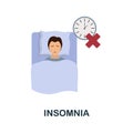 Insomnia flat icon. Colored element sign from psychological disorders collection. Flat Insomnia icon sign for web design