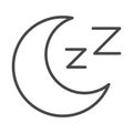 Insomnia, half moon night sleeping concept linear icon style