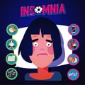Insomnia infographic. sleep healthcare - vector illustration
