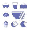 Insomnia line and fill style collection of icons vector design