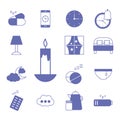 Insomnia line and fill style set icons vector design