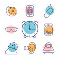 Insomnia line style icon set vector design