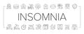 Insomnia Person Chronic Problem Icons Set Vector .