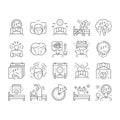 Insomnia Person Chronic Problem Icons Set Vector .