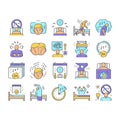 Insomnia Person Chronic Problem Icons Set Vector .