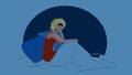 Insomnia Problem Suffering Girl In Bed Vector Royalty Free Stock Photo