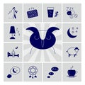 Insomnia problems vector icons set