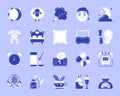 Insomnia simple color flat icons vector set