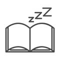 Insomnia, sleeping book night linear icon style