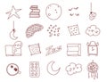 Insomnia thin line icons set. Outline sign of sleep. Icon collection. Simple insomnia black symbol isolated on white. Vector Royalty Free Stock Photo