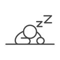 Insomnia, upside down character sleep linear icon style