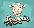 Insomnia. Vector handwritten lettering .