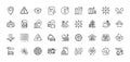 Inspect, Intersection arrows and Building energy line icons pack. For web app. Line icons. Vector