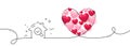 Inspect line icon. Building quality sign. Continuous line big heart. Vector