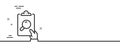 Inspect line icon. Clipboard research sign. Minimal line pattern banner. Vector