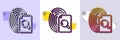 Inspect line icon. Research documents sign. Halftone dotted pattern. Vector