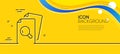 Inspect line icon. Research documents sign. Minimal line yellow banner. Vector