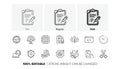 Inspect, Molybdenum mineral and Vaccine report line icons. For web app, printing. Line icons. Vector