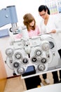 Inspect a patient in ophthalmology labor Royalty Free Stock Photo