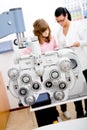 Inspect a patient in ophthalmology labor