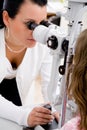 Inspect a patient in ophthalmology labor