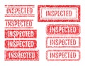 Inspected Word Rubber Stamps Grunge Style Set