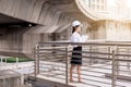 Inspection engineer asian woman working at construction site outdoor Royalty Free Stock Photo