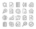 Inspection icon. Inspection and Testing line icons set. Editable stroke.