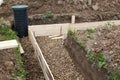 inspection well, rubble and trench with formwork, which is prepa