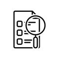 Black line icon for Inspections, examination and check