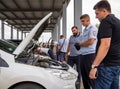 The inspector checks the vehicles on the site inspection of traffic police Royalty Free Stock Photo