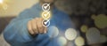 inspector makes mark on the survey topic ,Checklist with checkmarks and checkboxes ,checklist ideas, online quality assessment ,